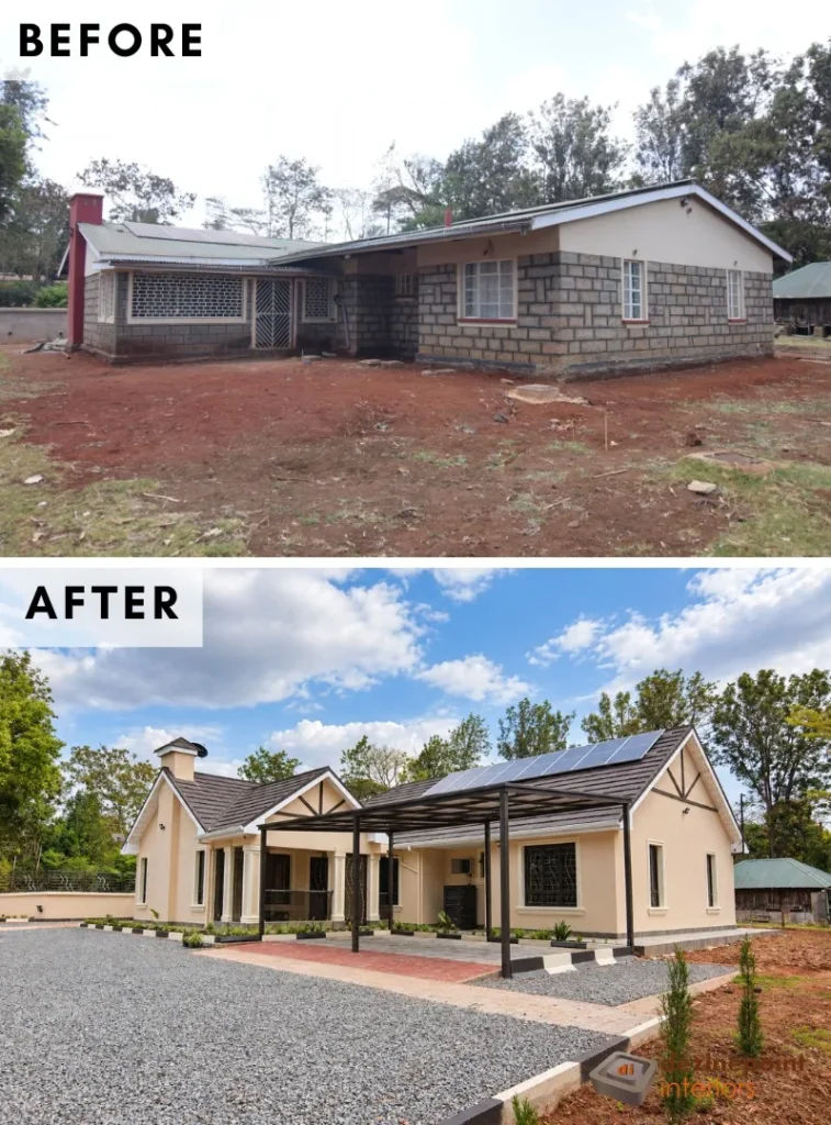 bungalow-before-after-solar-panels-carport-gravel-driveway-kilimambogo