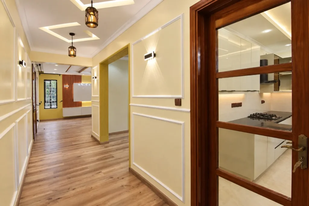 Corridor with wainscoting wall panels and gypsum ceiling, Kilimambogo, Machakos (8)