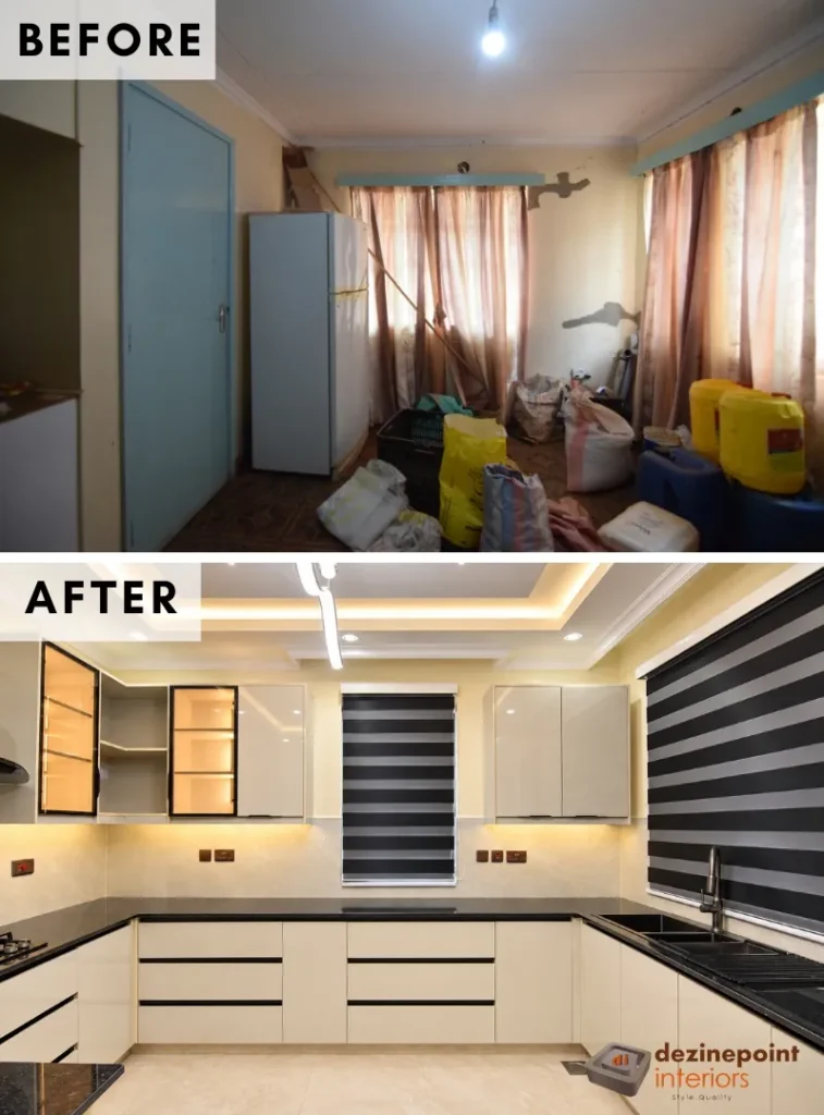 Kitchen before and after renovation, Kilimambogo, Machakos (1)