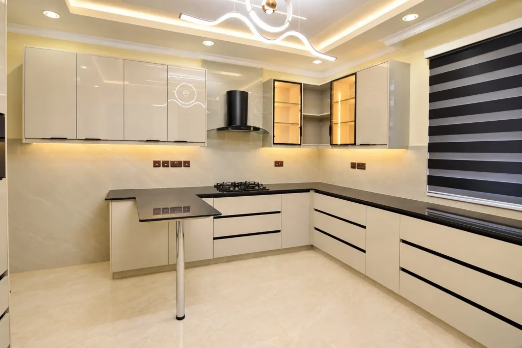 Modern kitchen renovation with LED gypsum ceiling, Kilimambogo, Machakos (2)