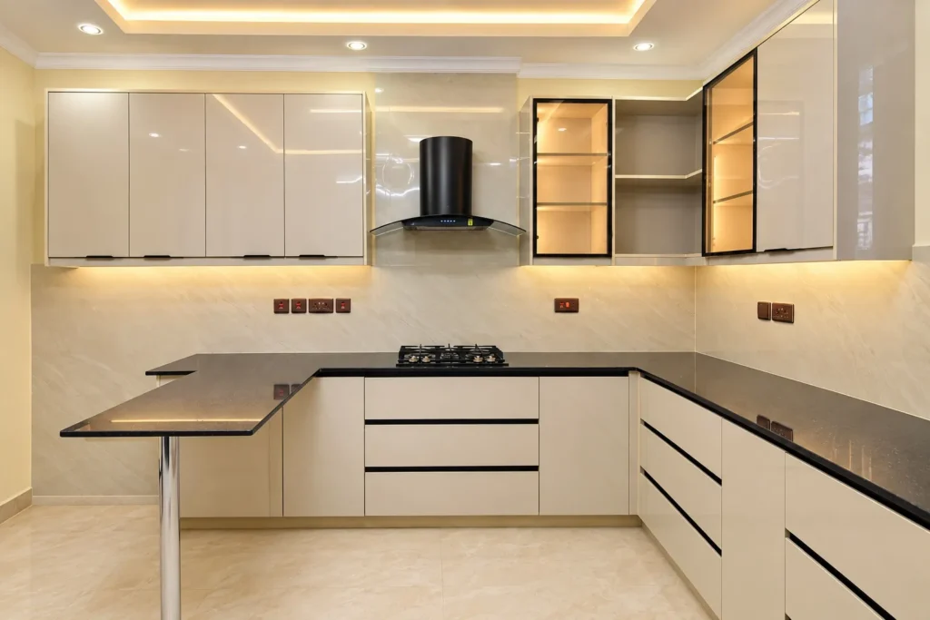 Modern kitchen renovation with LED gypsum ceiling, Kilimambogo, Machakos (3)