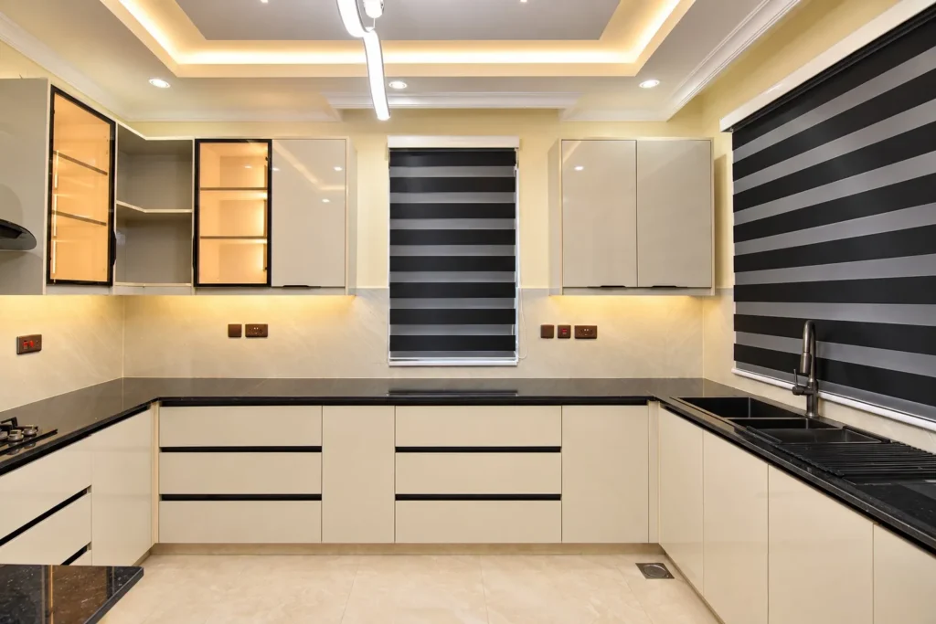 Modern kitchen renovation with LED gypsum ceiling, Kilimambogo, Machakos (4)