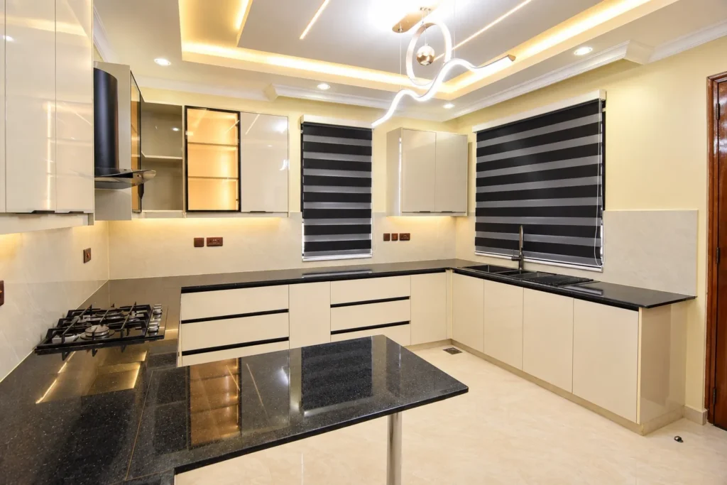 Modern kitchen renovation with LED gypsum ceiling, Kilimambogo, Machakos (7)
